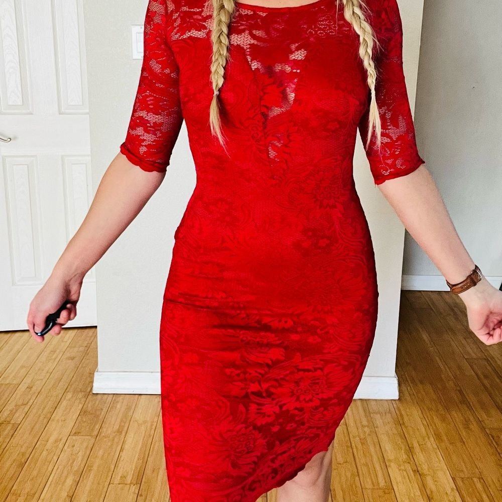 Nordstrom Lace dress knee length - cameo - Picture 5 of 8